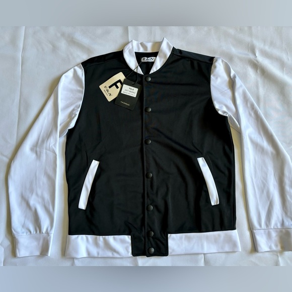 F & A Jackets & Blazers - F & A Womens Black & White Long Sleeve Button Front Varsity Jacket Size Small